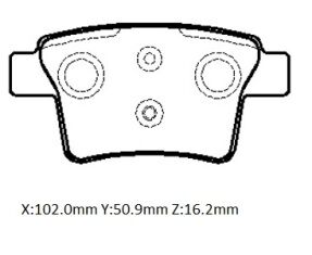 4S71-2M008-Ab - Ford Mondeo- 01/04; Arka Fren Balatası 1,8/2,0/2,2/2,5 (Disk) (102X50,9X16,2) (Bramax)
