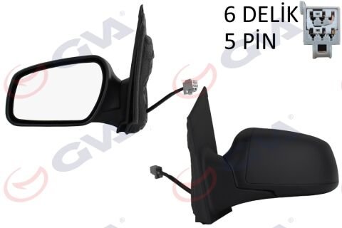 DIŞ DİKİZ AYNASI SOL FOCUS II 05 08 ELEKTRİKLİ ISITMALI KONVEKS 5 FİŞ VM-301EHL