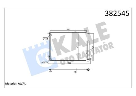 Kondenser Honda Cıvıc X Fc 1.6İ 16 Kurutucu İle Brazıng Al-Al 560X431X12 Klima Radyatörü