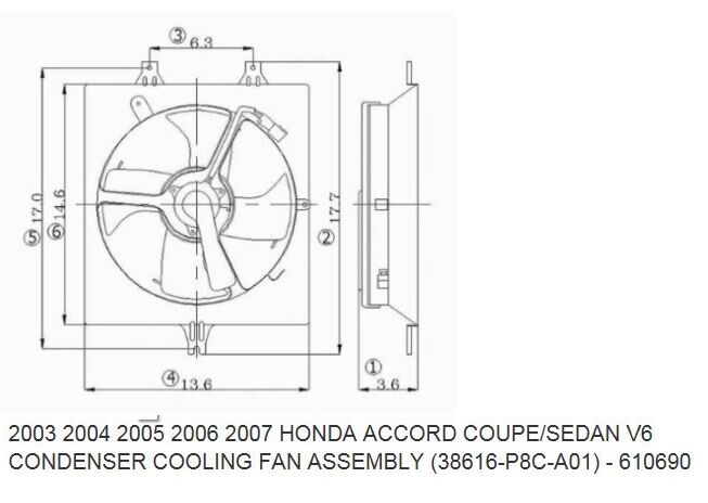 38616-P8C-A01 - Honda Accord- 03/08; Klima Fan Davlumbazı Komple Sac (2.4Cc) V6 (4Kanat)
