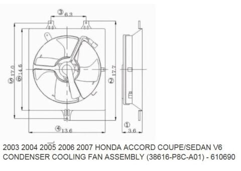 38616-P8C-A01 - Honda Accord- 03/08; Klima Fan Davlumbazı Komple Sac (2.4Cc) V6 (4Kanat)