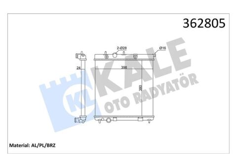 Radyatör Peugeot 207 1.4-1.6 16V 07 13-208 1.6 1.6Gtı 12 Cıtroen C3 Iı-Ds3 1.4-1.6 Vtı 1.4Lpg 09 Tu 3Jp Mt Brazıng 26Mm Su Radyatörü