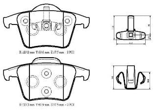 307930930 - Volvo Xc90- 04/15; Arka Fren Balatası (Kablosuz)(Disk)(123,2X61,8X18,8)(Bramax)