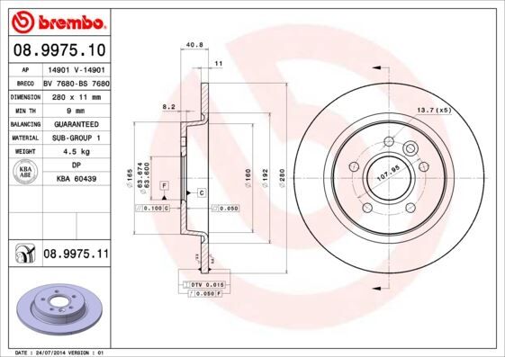 Arka Fren Dıskı Ayna Focus Iı04 11 C-Max 07 09 Volvo V50 04 12 C30 06 12 C70 Iı 05 13 S40 Iı 04 04 12 17 Jant - 16 Jant Düz 280Mm 5 Bijon
