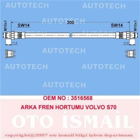 x ARKA FREN HORTUMU VOLVO S60 00 XC70 02 S70 00 S80 00-06