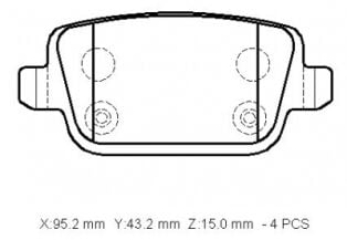 1477803 - Ford S Max- 07/09; Arka Fren Balatası 1,6/1,8/2,0/2.2 Tdcı (Disk)(95,2X43,2X15)(Bramax)
