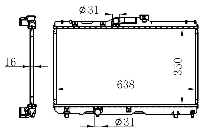 RADYATÖR BRAZİNG COROLLA 92-97 AE 101 AC KLİMASIZ MEK 350x638x16