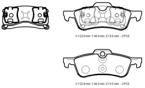 34211503077 - Mını Cooper- 02/05; Arka Fren Balatası (Kablosuz)(Disk) (123X43,6X15,5/122,8X43,5X15,5) (Bramax)