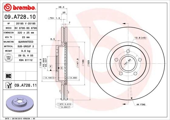 Ön Fren Aynası Volvo S40 2004-2012 C70 Iı 2006-2013 V40 2012 V50 2004-2012 320 X5-Dl
