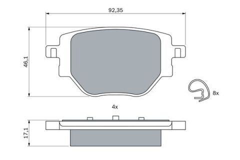 ARKA FREN BALATASI CORSA F 19 C4 20 2008 19 208 19 249 mm
