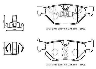 34216767150 - Bmw X1- E84- 09/15; Arka Fren Balatası (Kablosuz)(Disk)(123X43.8X16.2/123X48X16.2)(Bramax)