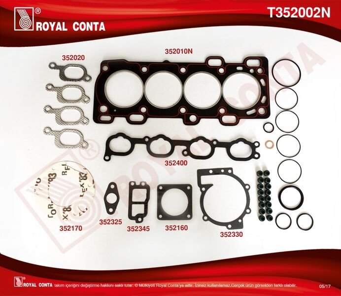 ÜST TAKIM CONTA SETİ RENAULT LAGUNA I 95 01 SAFRANE II 96 01 2.0 16V N7Q VOLVO S40 95 98 V40 95 04 1.8 2.0 2.0T SKT SÜBAP LASTİKLİ