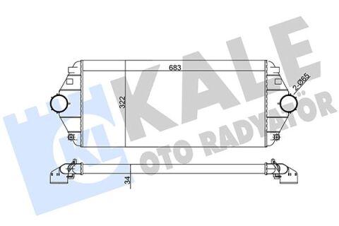 TURBO RADYATÖRÜ INTERCOOLER SCUDO-EXPERT-EVASION-JUMPY-806 1.9TD-2.0HDI AL/PL/BRZ 683x322x34