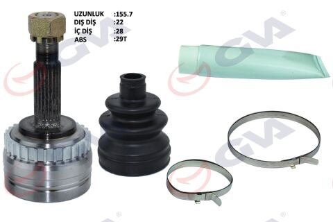 Aks Kafası Dış Ön Corsa B 1.2İ 16V 93-00 Abs Li 569Mm 29Diş 22X28X52 155Mm