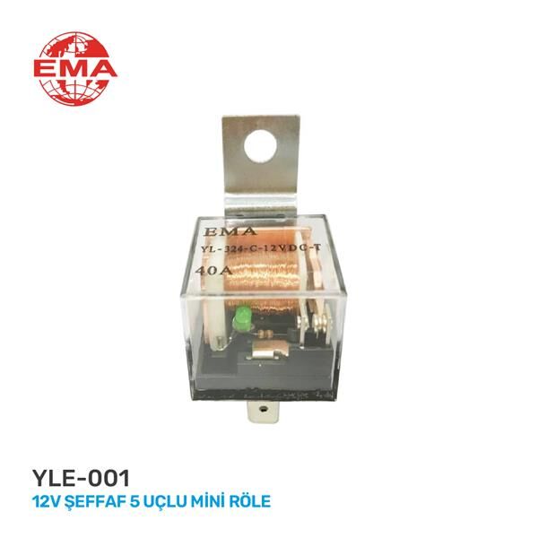 MİNİ ROLE 12V 5 UÇLU 40Ah LED Lİ ŞEFFAF SU GEÇİRMEZ ÇİFT PLATİN