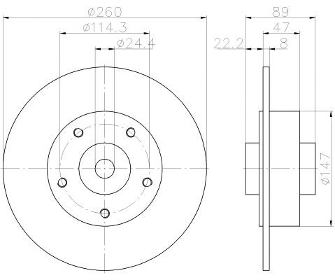 ARKA FREN AYNASI RULMANLI RENAULT MEGANE III 09 FLUENCE 09 CLIO IV 12 SCENIC III 09 260x8x5DELİK