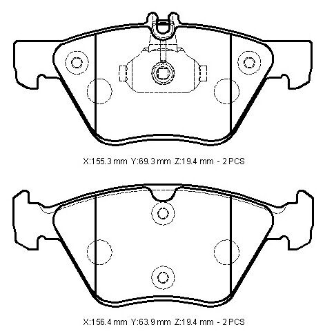 Mercedes E Class- W211- 03/06; Ön Fren Balatası(kablosuz)disk(155,3x69,3x19,4/156,4x63,9x19,4)bramax - A0044200720