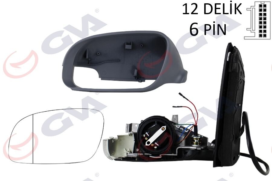 Dış Dikiz Aynası Sol Touran 03 Elektrikli Isıtmalı Sinyalli Astarlı Asferik 6 Fiş Vm-374Ehpr