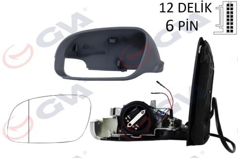 Dış Dikiz Aynası Sol Touran 03 Elektrikli Isıtmalı Sinyalli Astarlı Asferik 6 Fiş Vm-374Ehpr