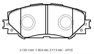 04465-02240 - Toyota Aurıs- 07/10; Ön Fren Balatası Benzinli Tip (Disk)(139,1X50,6X17,5) (Daıwa)