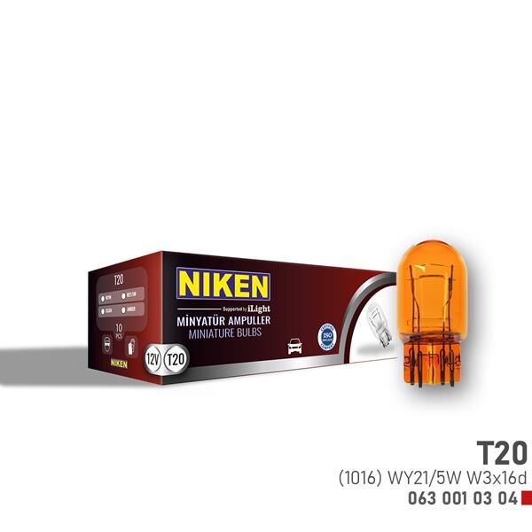 NIKEN T20 DİPSIZ AMPUL 1016 WY21/5W AMB W3x16d 10LU