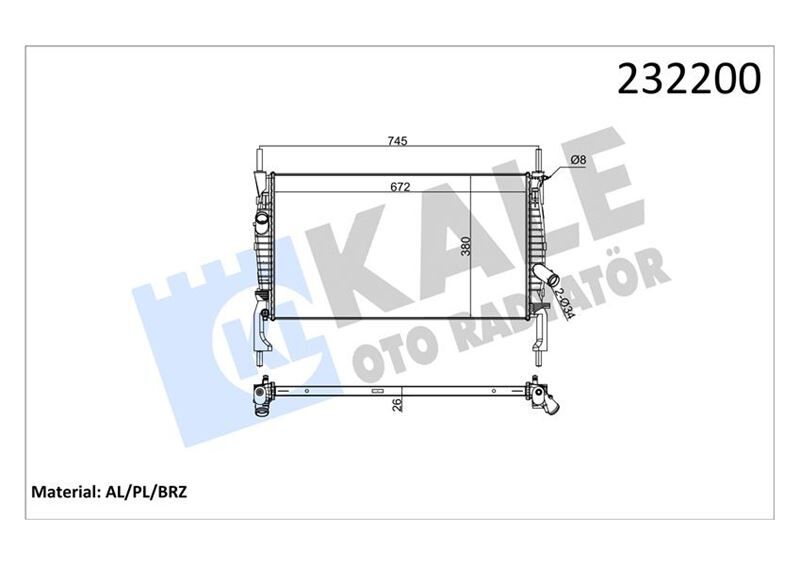 Motor Su Radyatoru Transıt 2.2Tdcı 2.4Tdcı 06 09 Klımasız Manuel 1 Sıra Alb