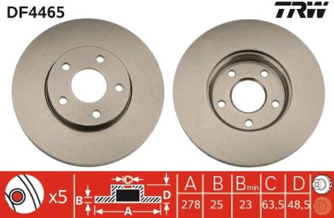 ON FREN AYNASI DISK FOCUS III 11 FOCUS II 04 11 C MAX 03 07 VOLVO C30 06 12 C70 II 06 13 S40 II 04 12 V50 05 12 278x25x5DLxHVLI