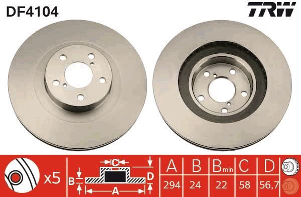 ÖN FREN DİSKİ HAVA KANALLI SUBARU IMPREZA 2.0L EJ205 WRX Turbo 99- / OUTBACK 2.5L 00-03 / FORESTER 2.0L EJ20 S turbo SF 03- 294 ÇAP X 5 BİJON - Takım disk fiyatıdır