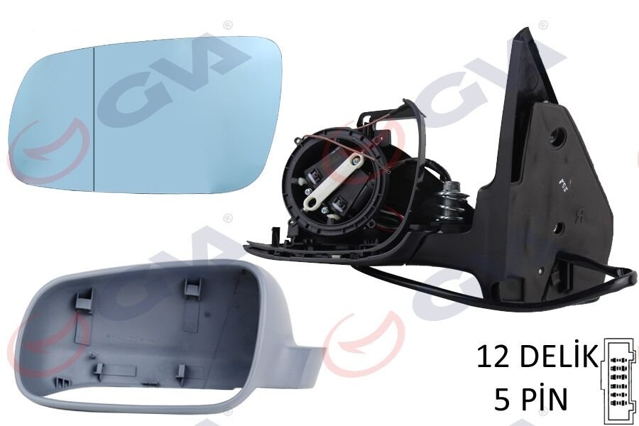 DIŞ DİKİZ AYNASI SOL GOLF-BORA 98 ELEKTRİKLİ ASTARLI KONVEKS 5 FİŞ VM-188AL