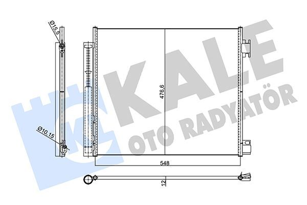 KONDENSER KADJAR-KOLEOS-ESPACE 15 QASHQAI-X-TRAIL 13 1.2 1.5/1.6DCI 12V KURUTUCULU 12MM AL/BRZ 536X476.6X12 921009251R-9211000Q0A