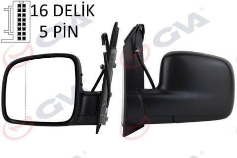 Dış Dikiz Aynası Sol Caddy 04 Elektrikli Isıtmalı Asferik 5 Fiş Vm-375Ehal