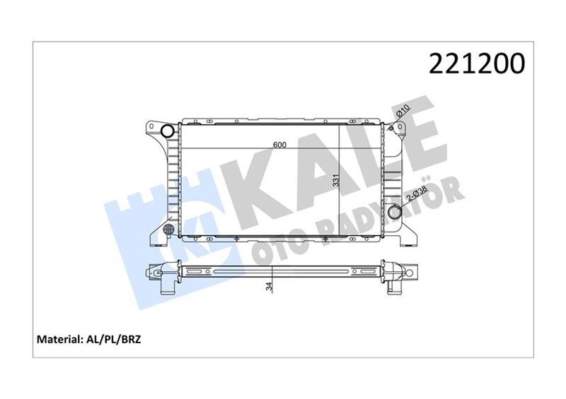 MOTOR SU RADYATORU TRANSIT T12 T15 92 98 1 SIRA ALB KISA TIP OLCU 600 331 34