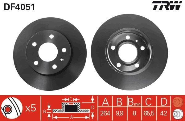 Arka Fren Aynası Astra H-Combo C 02 Merıva A-B 03 Astra G 1.8-2.0 98 Zafıra A 264X10X5Dl