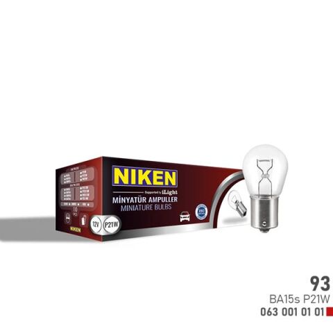 NIKEN 93 AMPUL DÜZ BA15s P21W 12V 10LU