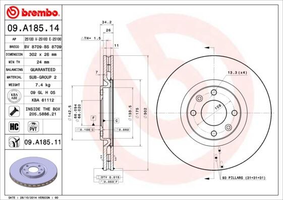 ÖN FREN AYNASI CORSA F e 19 MOKKA e 20 208 19 2008 19 308 07 3008 09 5008 09 C4 20 DS5 15 DS3 18 302x34x4DL HAVALI