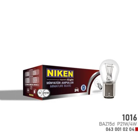 NIKEN 1016 AMPUL ŞAŞI YAKIN TIR.BAZ15d P21W/4W 10LU