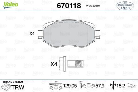Ön Fren Balatası Renault Megane Iv 15 Tüm Motor Tipleri G:129Mm Y:58.4 Mm K:18Mm Fte Kırmızı Kutu