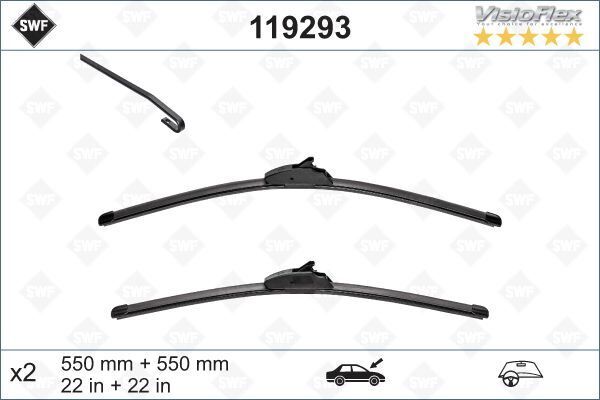 Silecek 55 55 X2 Flatblade-Muz Tipi Landrover Dıscovery 3 04 Rangerover Sport 05