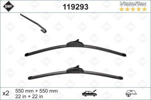 Silecek 55 55 X2 Flatblade-Muz Tipi Landrover Dıscovery 3 04 Rangerover Sport 05