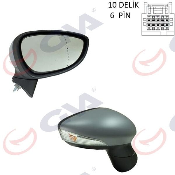 DIŞ DİKİZ AYNASI SOL FIESTA 12 17 ELEKTRİKLİ ISITMALI SİNYALLİ ASTARLI ASFERİK 6 FİŞ VM-6326EHPAL