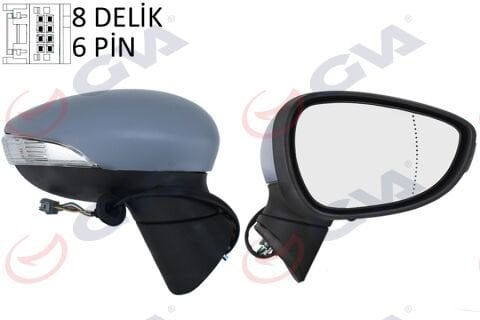 DIŞ DİKİZ AYNASI SAĞ FIESTA 08 14 ELEKTRİKLİ ISITMALI SİNYALLİ ASTARLI 6 FİŞ VM-6313EHPAR