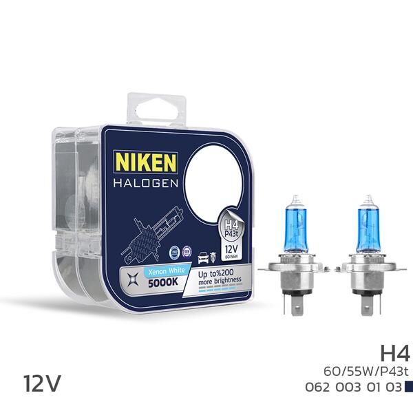 Nıken 12V H4 60/55W Beyaz Işık Ampul P43T 5000K