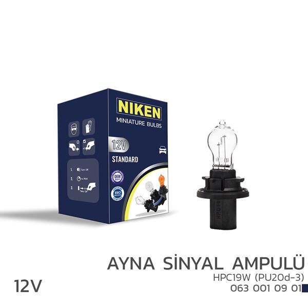 NIKEN 12V HPC19W AYNA SİNYAL AMPULÜ PU20d-3 10LU